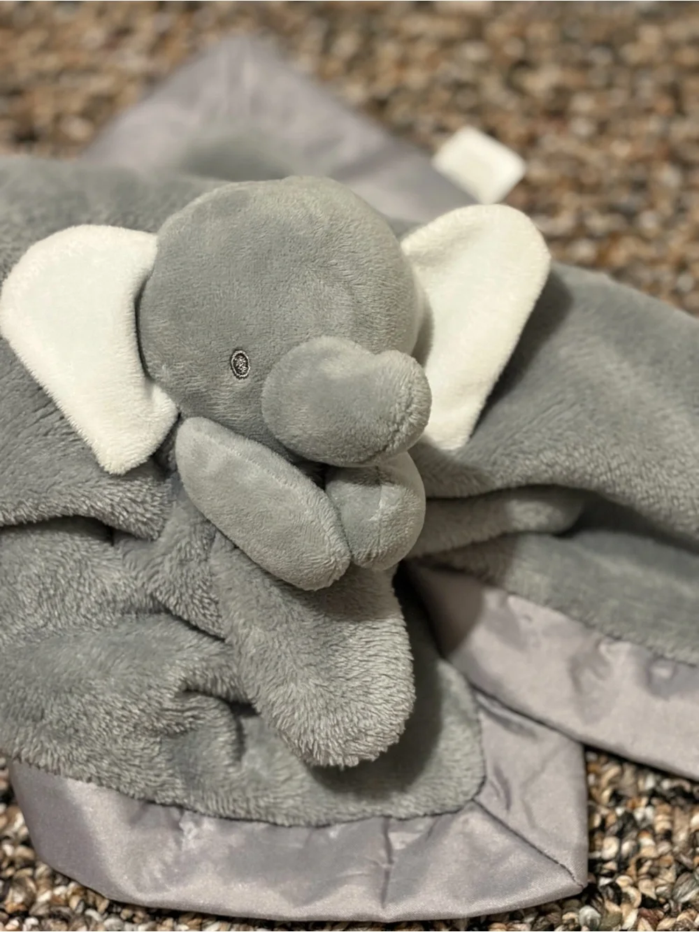 Carter's Grey Elephant Plush Security Bib Blanket